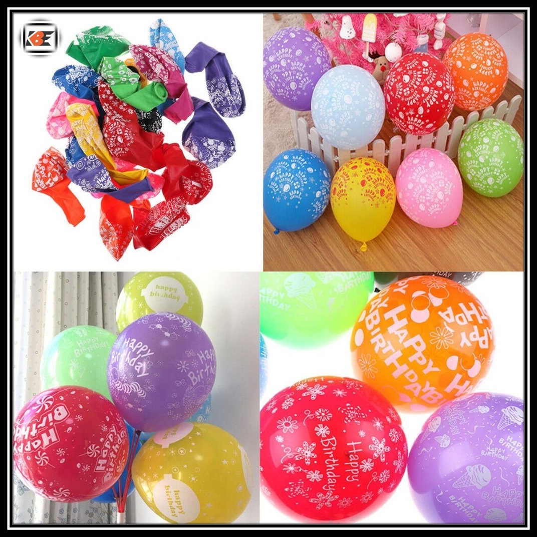 Happy Birthday Party Latex Balloons - 12" Full Print Happy Birthday ...