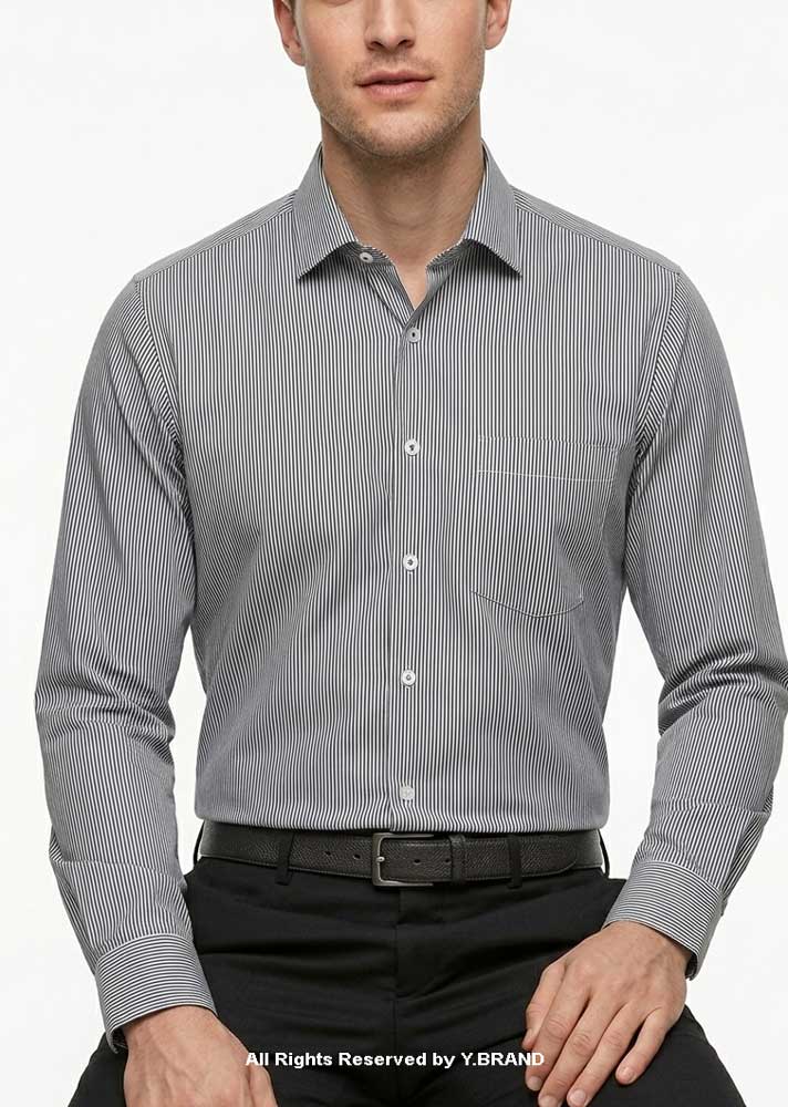 YBRAND- Business Black and white striped formal shirt For Men FS-1036