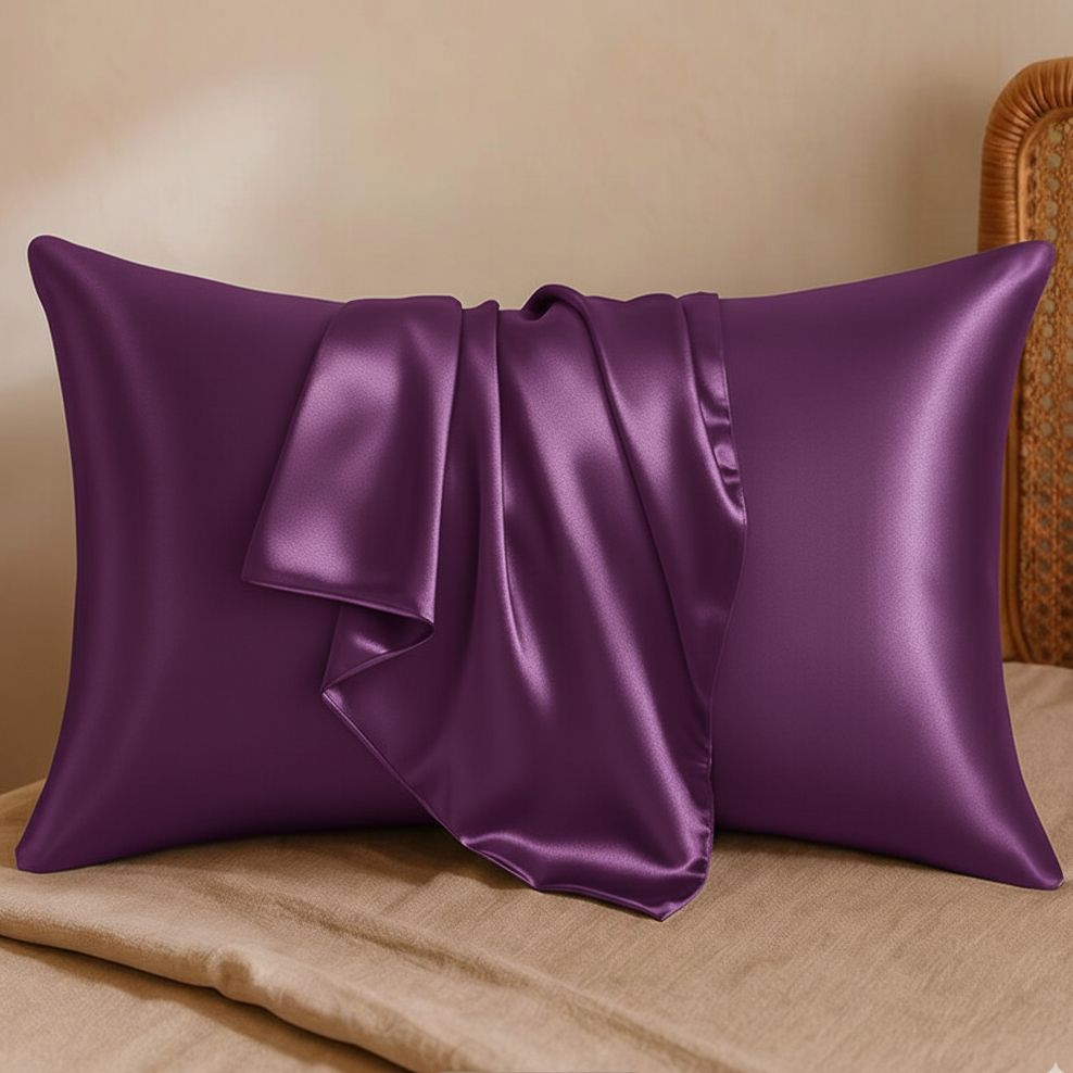 Pack of 2 Premium Satin Silk Pillowcase Set - Soft & Smooth Pillow Cover, Envelope Closure, 28x18 Inches