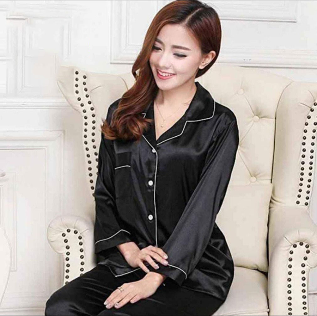 Plain Silk Night Suit for Women Silk Night Dress for Girls Silk Sleepwear for