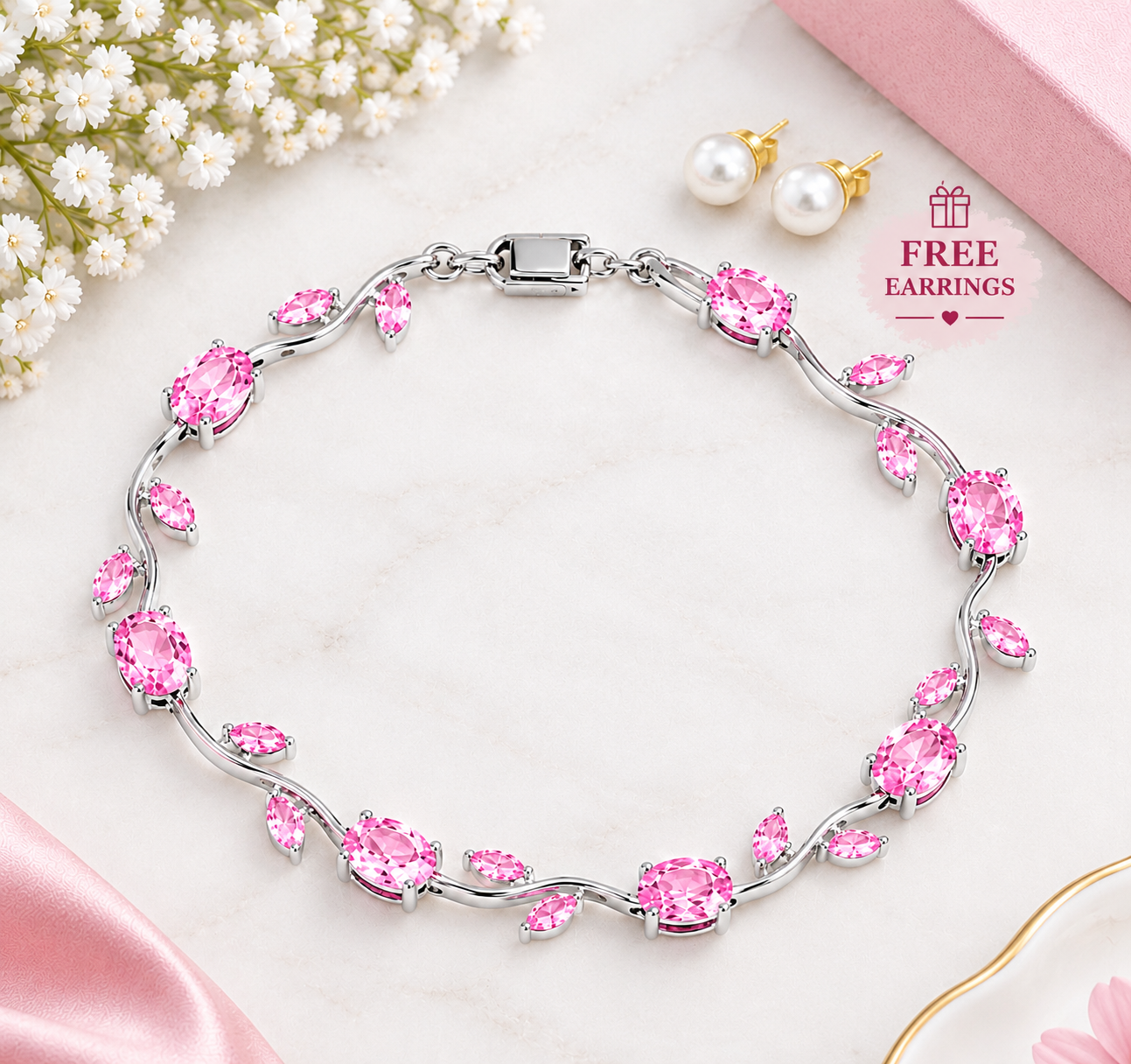 Tulip Bracelet for Girls & Women, Elegant Flower Charm Bracelet, Korean Style Jewelry, Tulip Hand Bracelet for Women, Fashion Floral Charm Jewelry Gift, Tulip Flower Bracelet, Premium Flower Bracelet for Girls