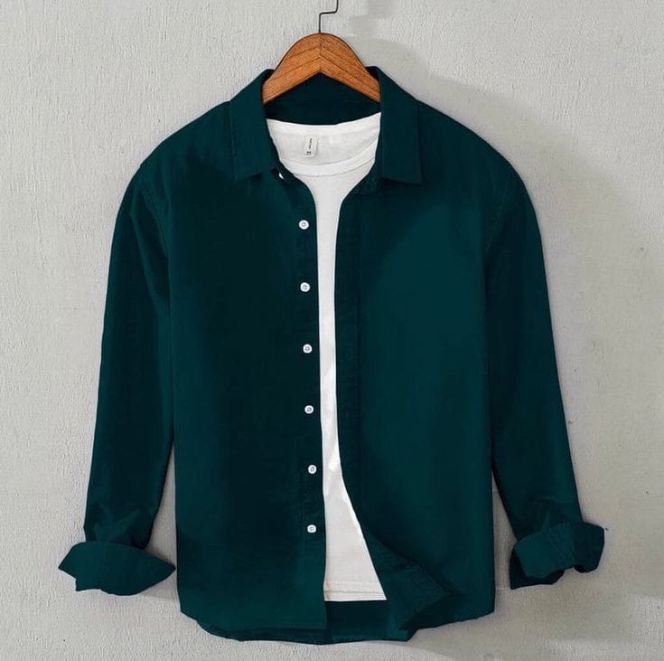 Men;s long sleeves navy blue shirt with under white T Shirt