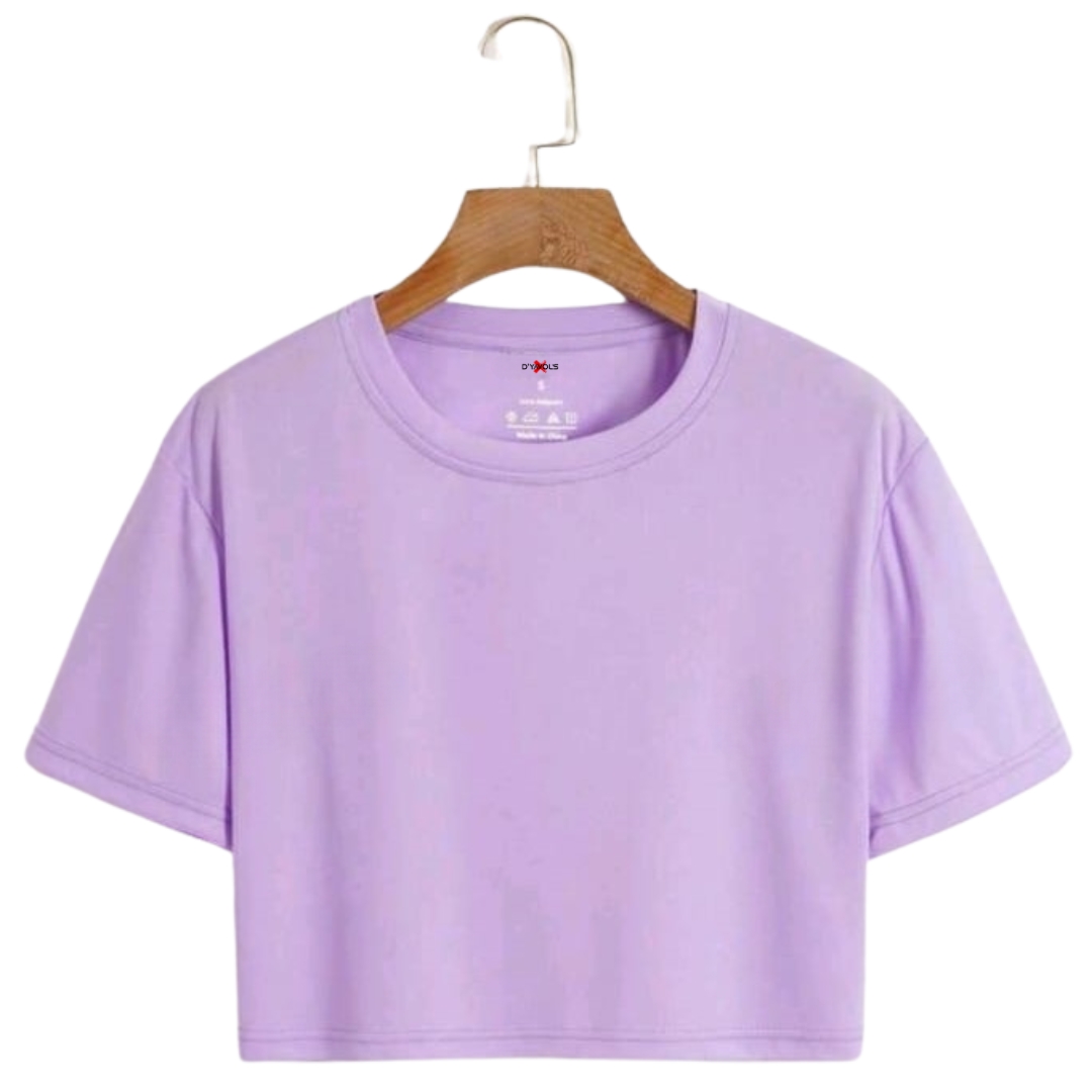 Plain Crop Tops Summer Round Neck Half Sleeves Gym Casual Printed Crop Tops For Girls Women And Ladies