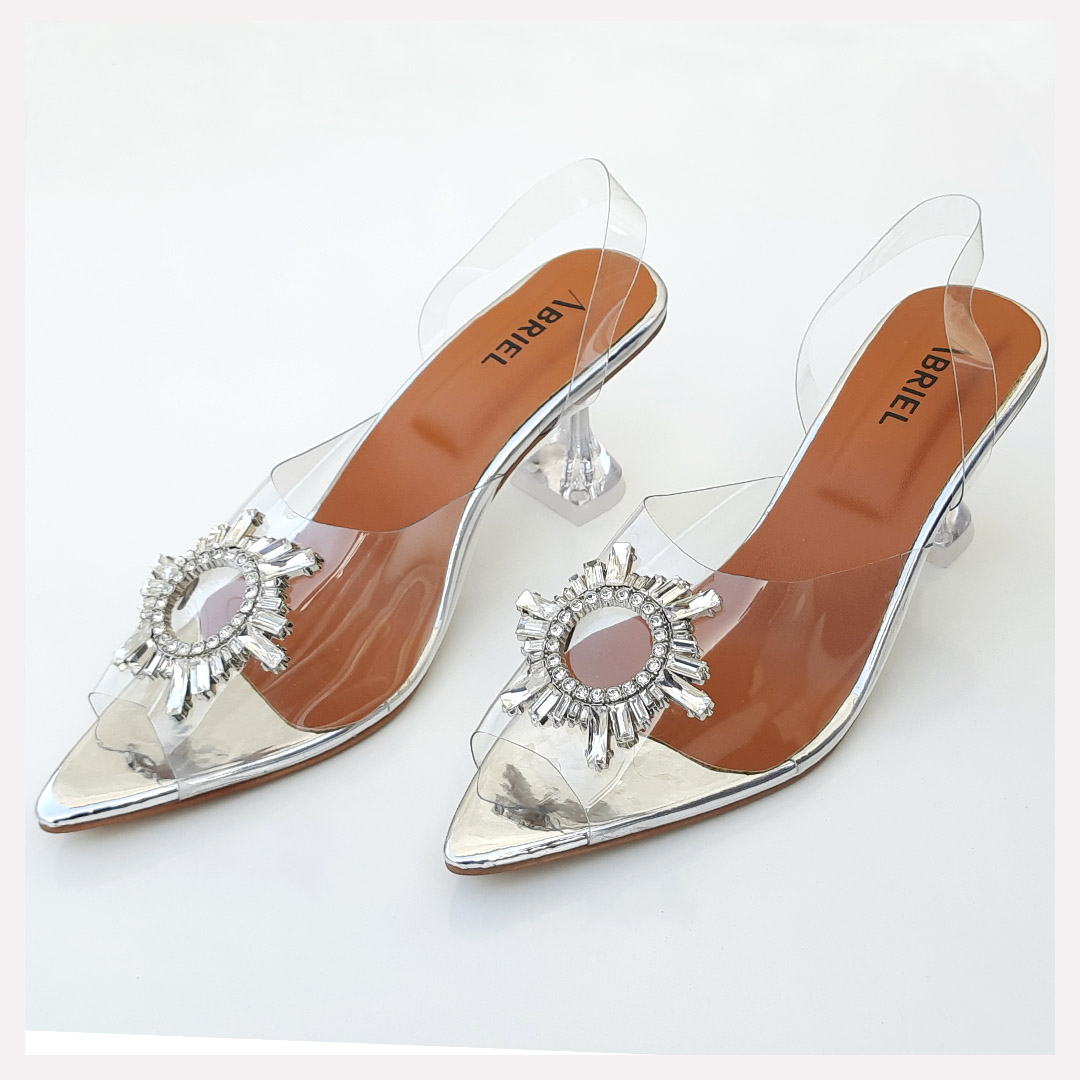 CINDERELLA - Women's Crystal Silver Transparent Heels