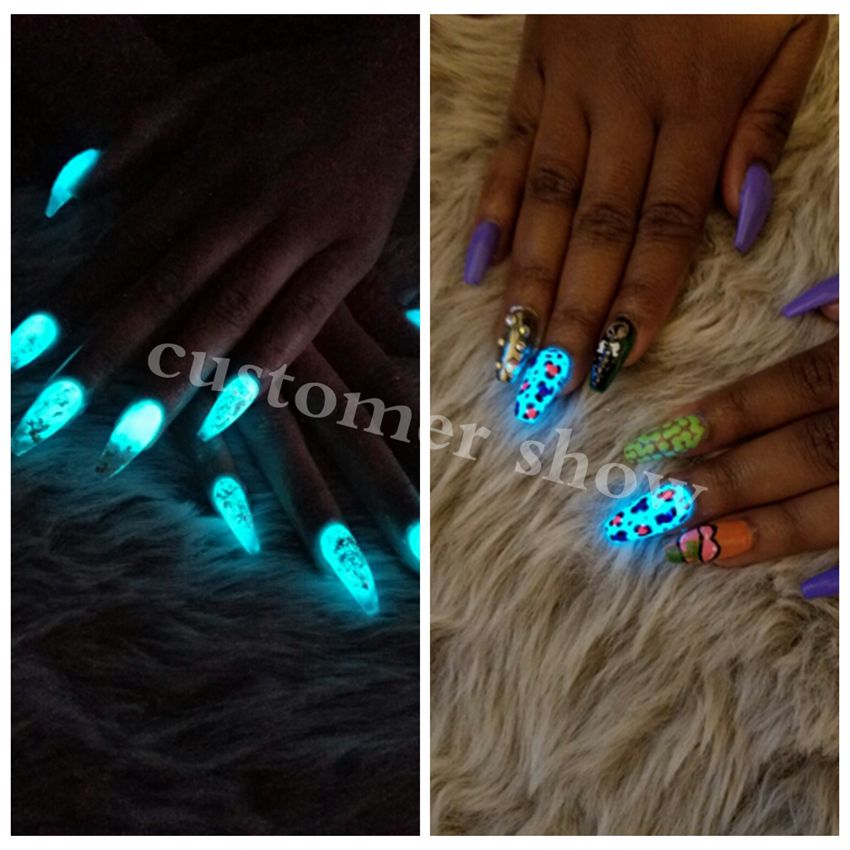 Glow in the dark nail cheap powder