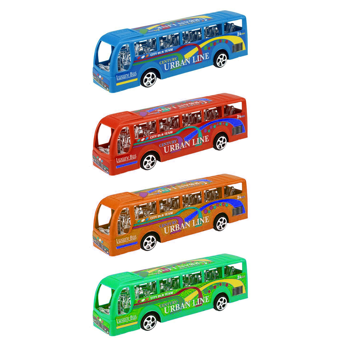 4 Pcs Pull Back Bus Toy Set Plastic Toys For Kids Boys Girls Push Back and Go Vehicle Plastic Diecast City and School PullBack Buses
