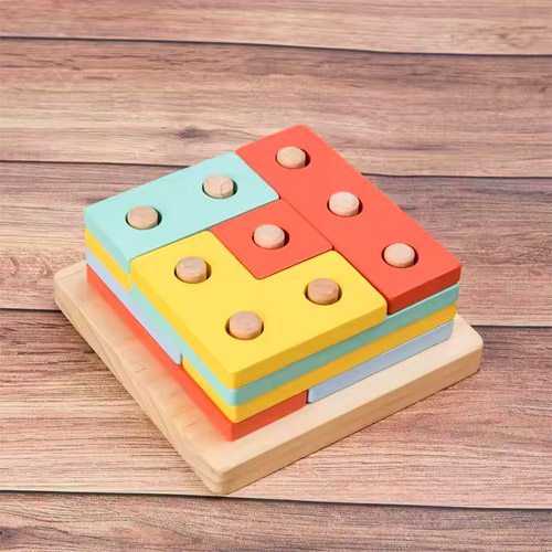 Preschool Game Kids Montessori Shape Puzzle Sorting Stacking Wooden Educational Learn Recognition Toy for Kids