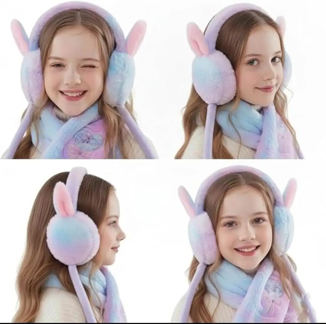 Winter Plush Bunny Ear Muffs with Moving Ears & Chu-Chu Sound Soft Faux Fur Warm Ear Warmers for Kids, Girls, Boys, Women & Men – Cold Weather Protection