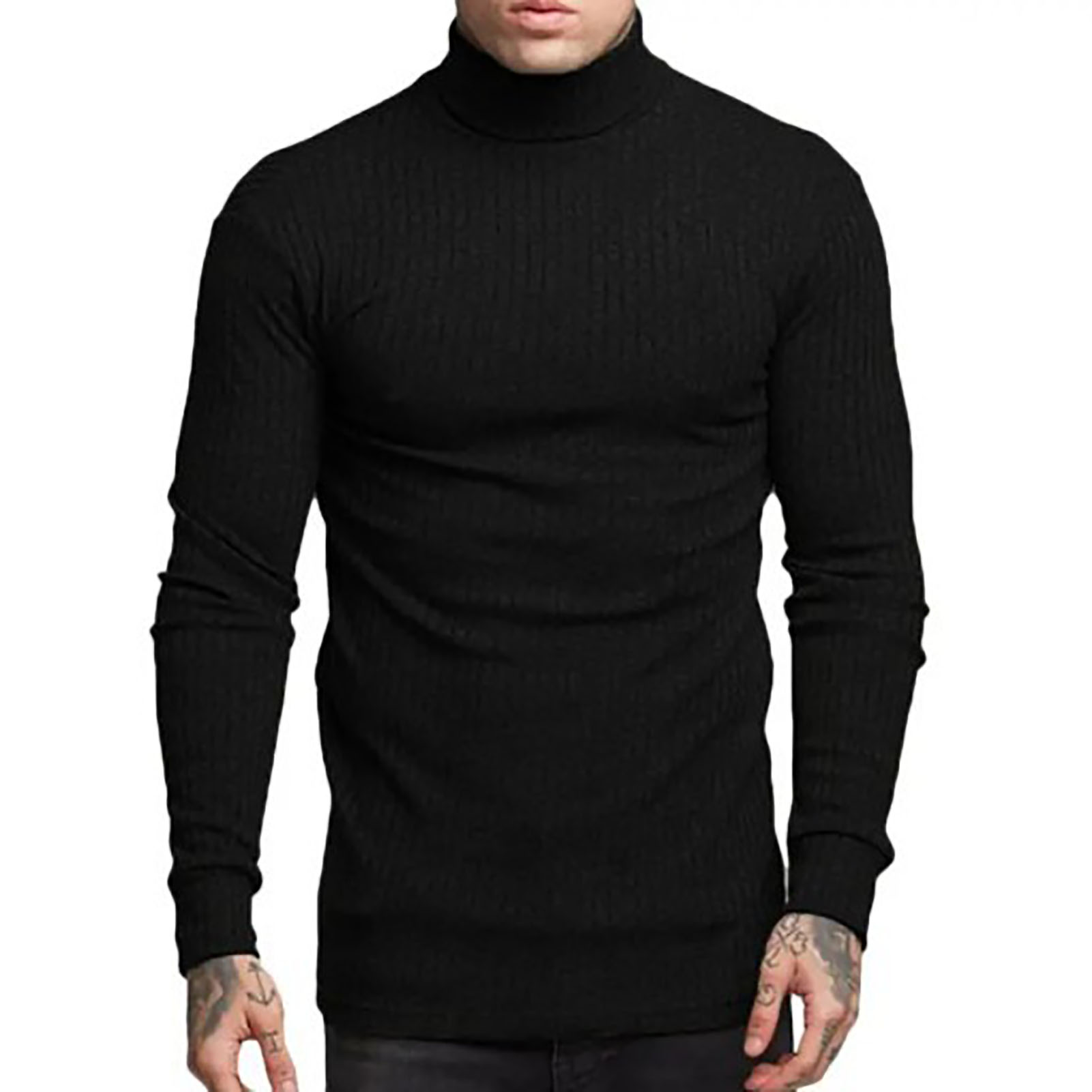 High Neck Tops Elastic Half High Collar Men Knitting Shirt