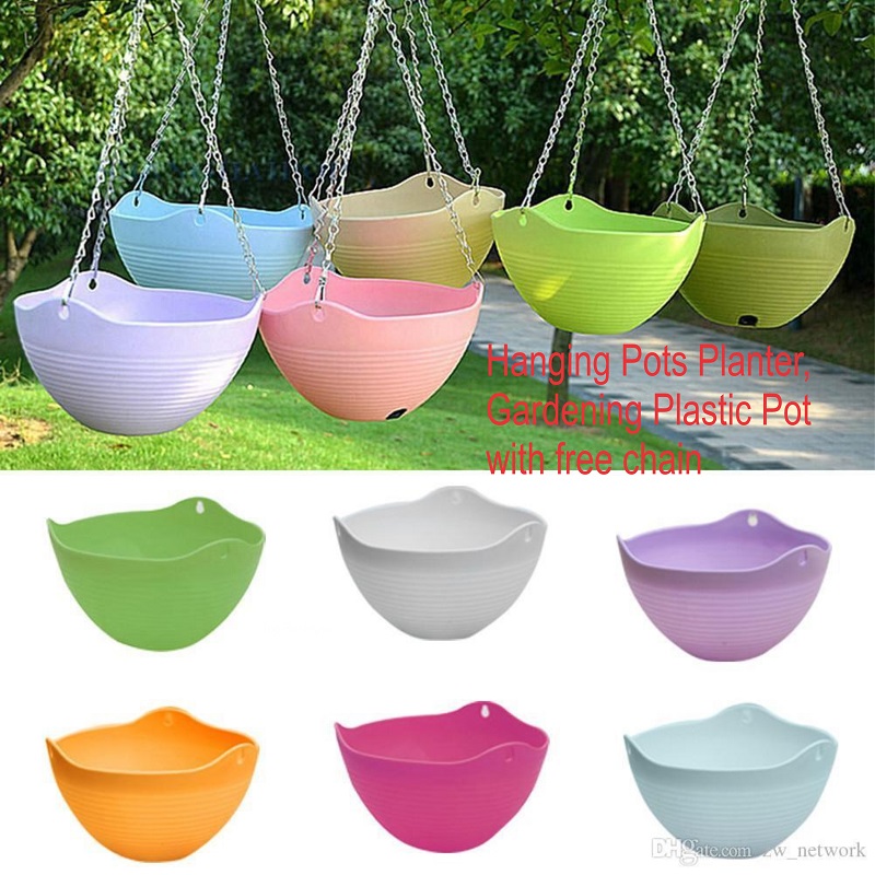 Plastic Hanging Plant Pots, Flower Pots, Hanging Pots with Chain ...