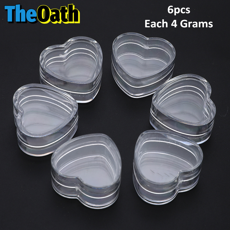6pcs Heart-Shaped 4grams Empty Cosmetic Containers with Lid Clear for Lip Balm Eyeshadow Cream Makeup Lotions Sample Glitter Storage, Mini Refillable Travel Jars Small