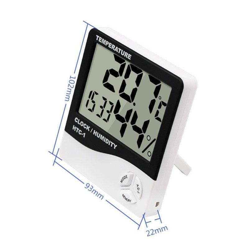 Indoor Room LCD Electronic Temperature Humidity Meter Digital Thermometer Hygrometer Weather Station Alarm Clock HTC-1 White