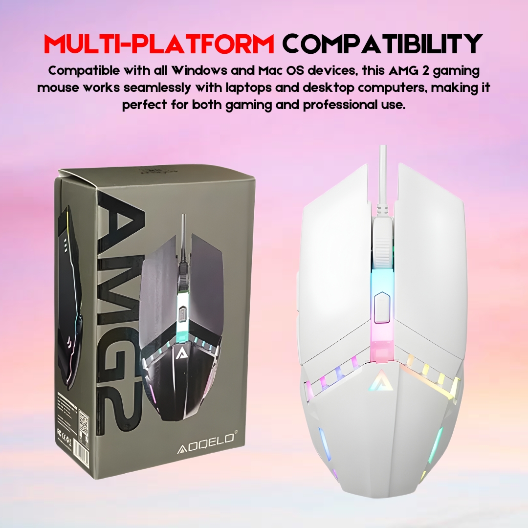 AMG2 Wired Premium RGB Gaming Mouse | Mechanical Design with Nylon Braided Cable & 3-Level DPI (600-1600) | Breathing RGB LED Glowing Optical Gamer Mouse for PC, Computer, Laptop | USB Esports Pro Gaming Setup - One Click-Pick