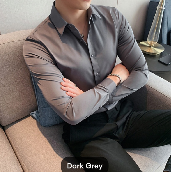 MENS GREY DRESS SHIRT IN COTTON