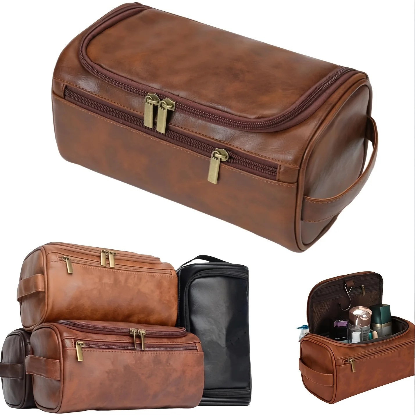 Waterproof Travel Toiletry Bag – Unisex Makeup & Cosmetic Pouch PU Leather Toiletry Bag – Travel Organizer & Makeup Storage Case
