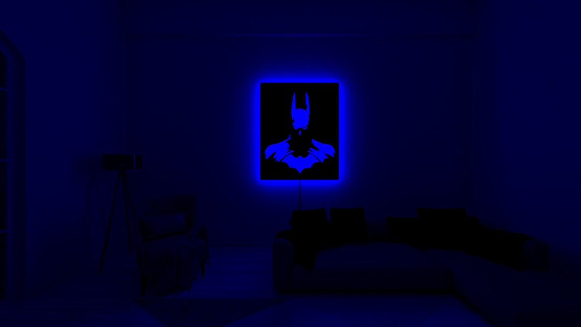 Modern LED Batman Silhouette Wall Light - Multi-Color Decorative Light for Gaming Rooms and Kids' Bedrooms