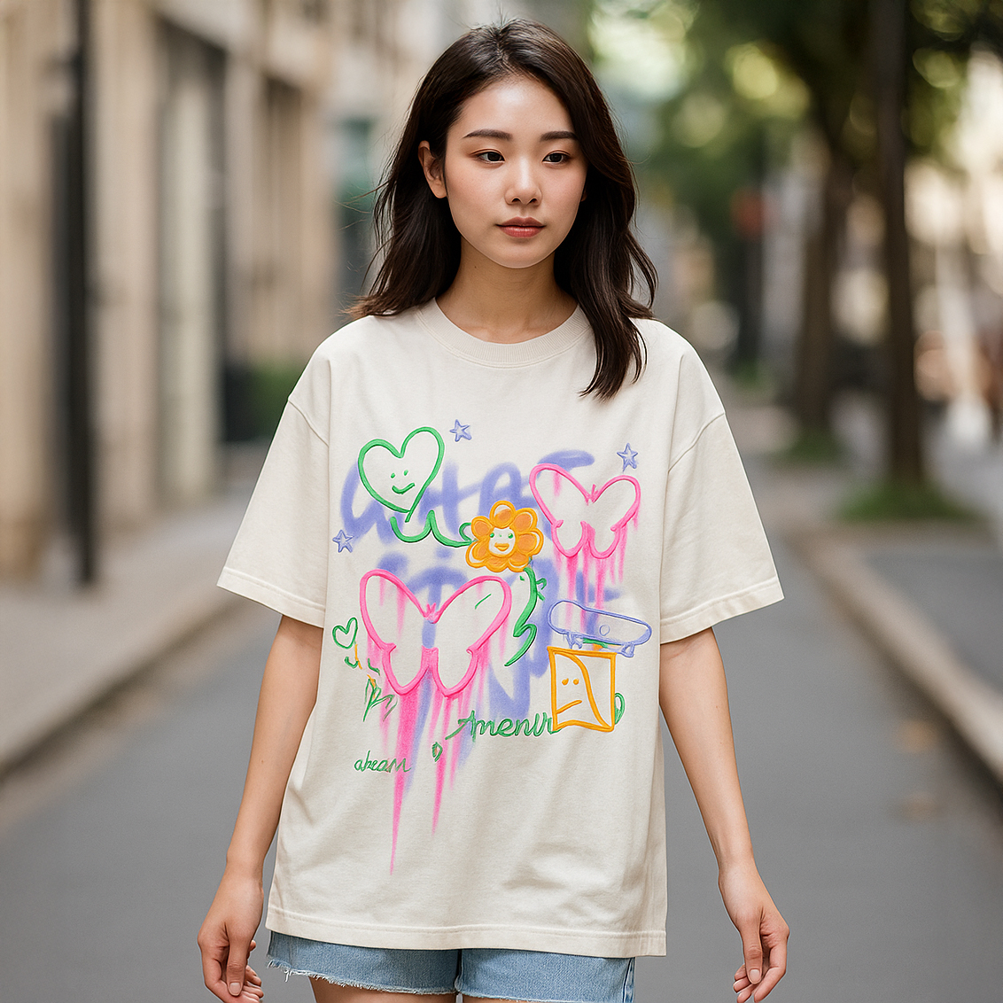Half Sleeve T Shirt  DTF Printed For Woman's