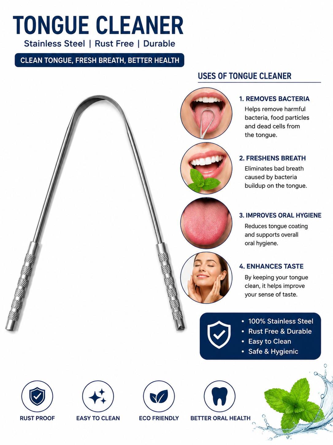 Stainless Steel Tongue Cleaner Metal Tongue Scraper Oral Hygiene Cleaner Bad Breath Remover Reusable Tongue Cleaning Tool Stainless Steel Tongue Cleaner,Tongue Scraper,Metal Tongue Cleaner,Oral Care Tool,Bad Breath Remover,Reusable Tongue Scraper Hashlum