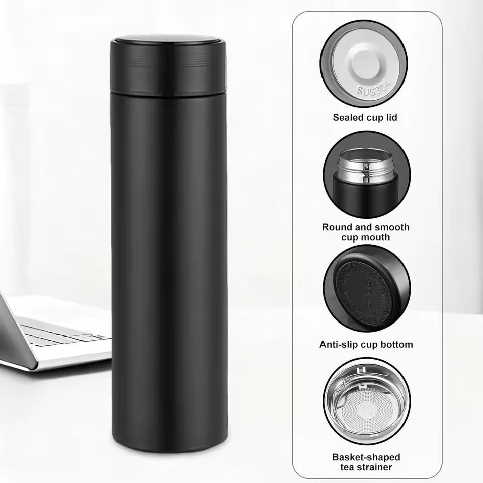 Customize With Your Name Smart LED Temperature Water Bottle 500ml Stainless Steel Hot & Cold Bottles with Vacuum Thermos Flask
