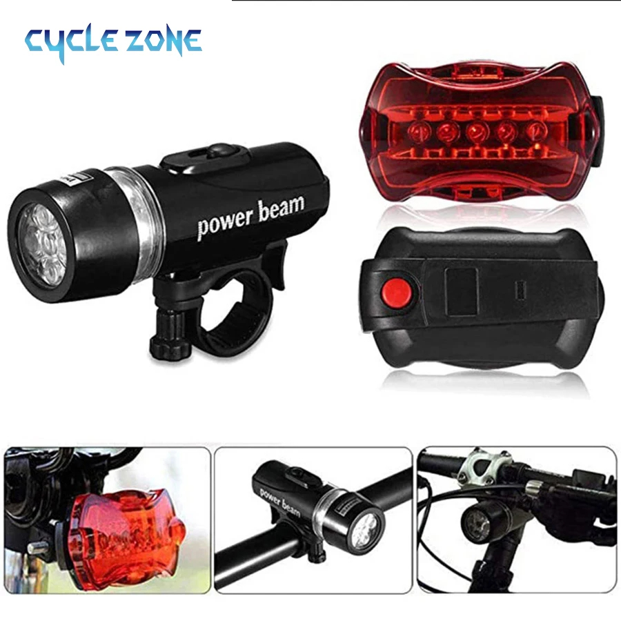 Bicycle Light 5 LED Set Front Headlight Back Taillight MTB Cycling Safety Lamp