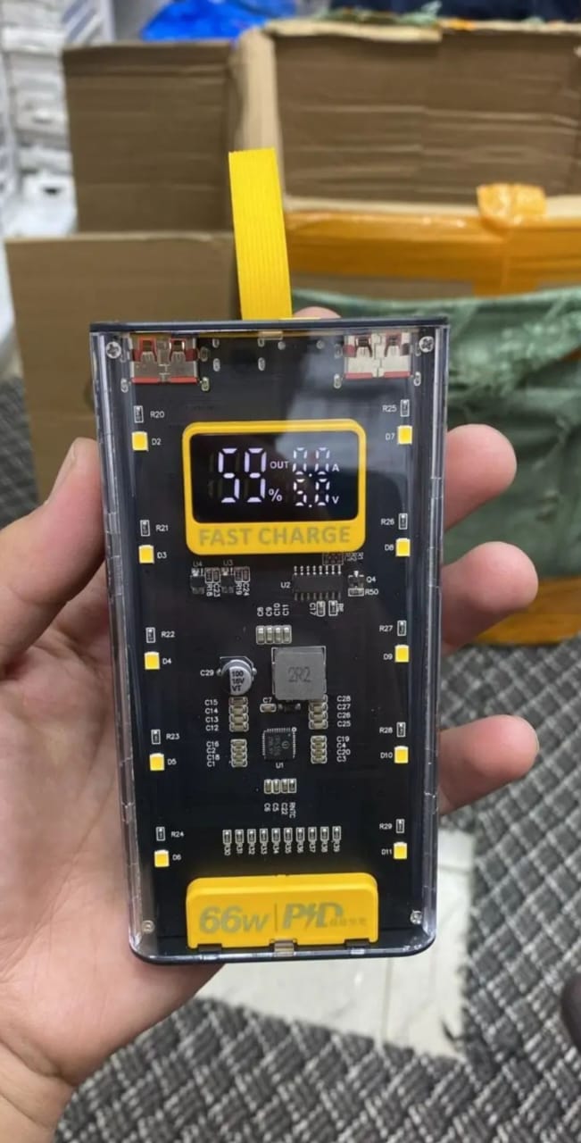20000 MAH 66W Fast Charging Transparent Power Bank - Power Bank 20000 MAH - Portable Fast Charging - Super Fast Charger - Samsung Xiomi and for all Devices - Super Fast Charging Transparent 66W Power Bank- 20000 MAH Portable Mini Power Bank- LED Display.