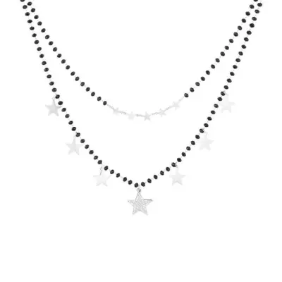 Women's Fashion Stainless Steel Color Beaded Necklace Star Cute