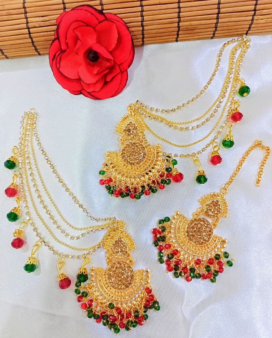 Bahubali earrings Tikka with sahara for beautiful girls and women's