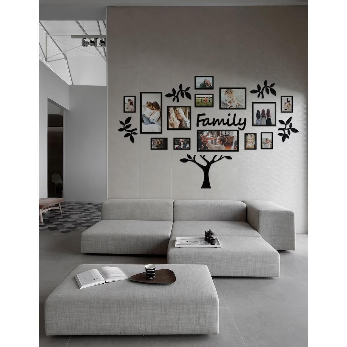 New Big Family Tree Photo Frame 3D Wooden wall Decor 3mm Thickness Wooden Wall Art - Removable Family Photo Frame Tree Wall Art Picture Home Décor - Big Family Tree with 13 Frames