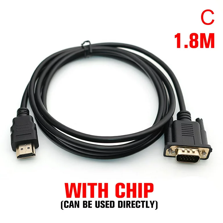 HDMI TO VGA 1.8M CABLE With Chip -  HDMI to VGA, Benfei Gold-Plated HDMI to VGA 1.8M Cable (Male to Male) for Computer, Desktop, Laptop, PC, Monitor, Projector, HDTV, Chromebook, Raspberry Pi, Roku, Xbox and More - Black | HDMI to VGA | HDMI TO VGA Cable
