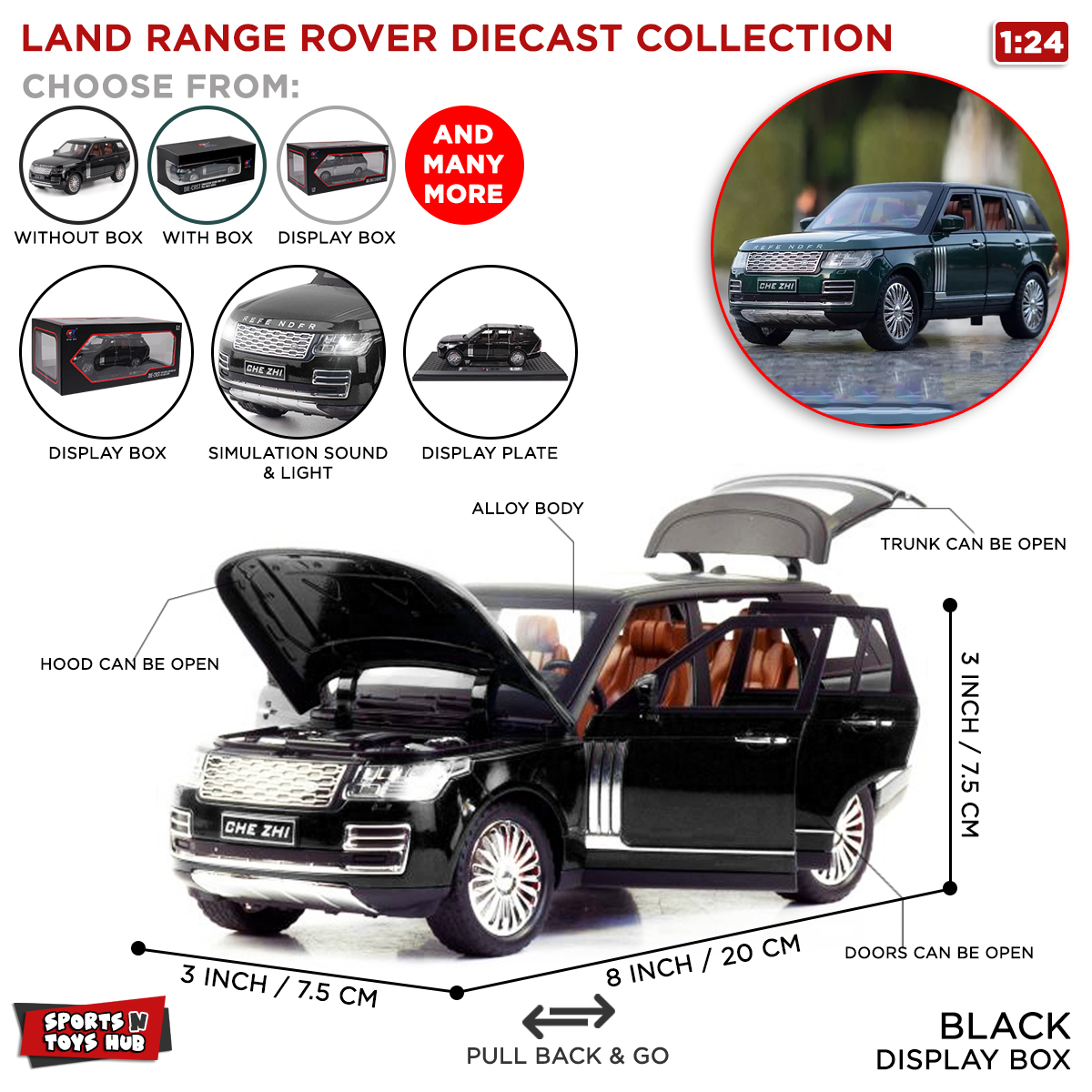 Range Rover Discast Land Range Rover Diecast Car Collection, High Simulation Sound & Light ...