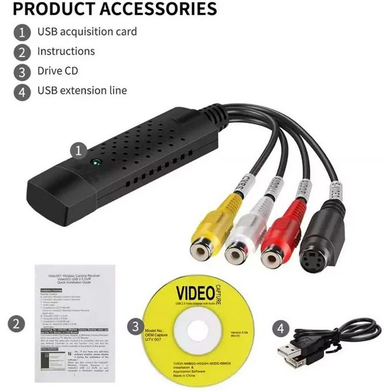 USB EasyCapture Card / Easycap Capture Card 2.0 / Easycap USB 2.0 Video Capture Device with Audio