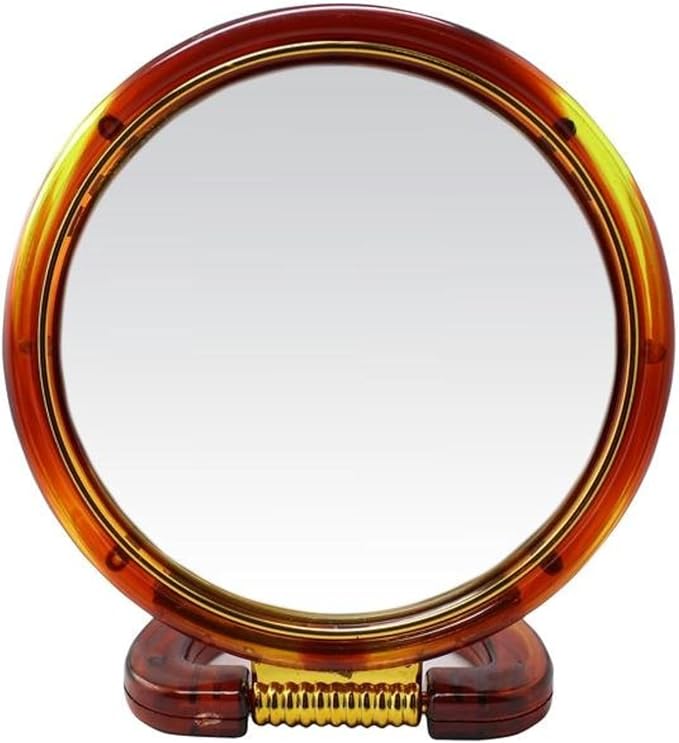 Wood Round Beauty Tabletop Mount Makeup Mirror Both Sides One Side Magnifying Stand Mirror For Bathroom/ Dressing Table/ Shaving/Parlours And Salons