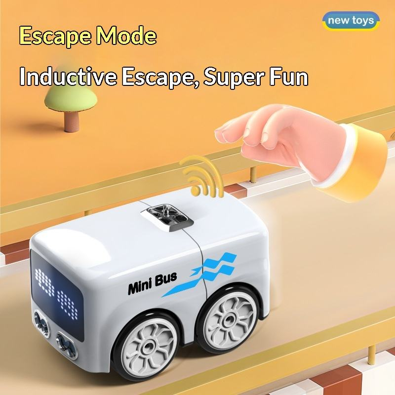 KIDDO KASTLE - Mini RC Intelligent Sensor Stunt Bus | 2.4GHz Remote Control Smart Mini Bus Toy with Object Following, Obstacle Avoidance, Music &amp; Rechargeable Battery | RC Bus for Kids | Blue &amp; White Assorted