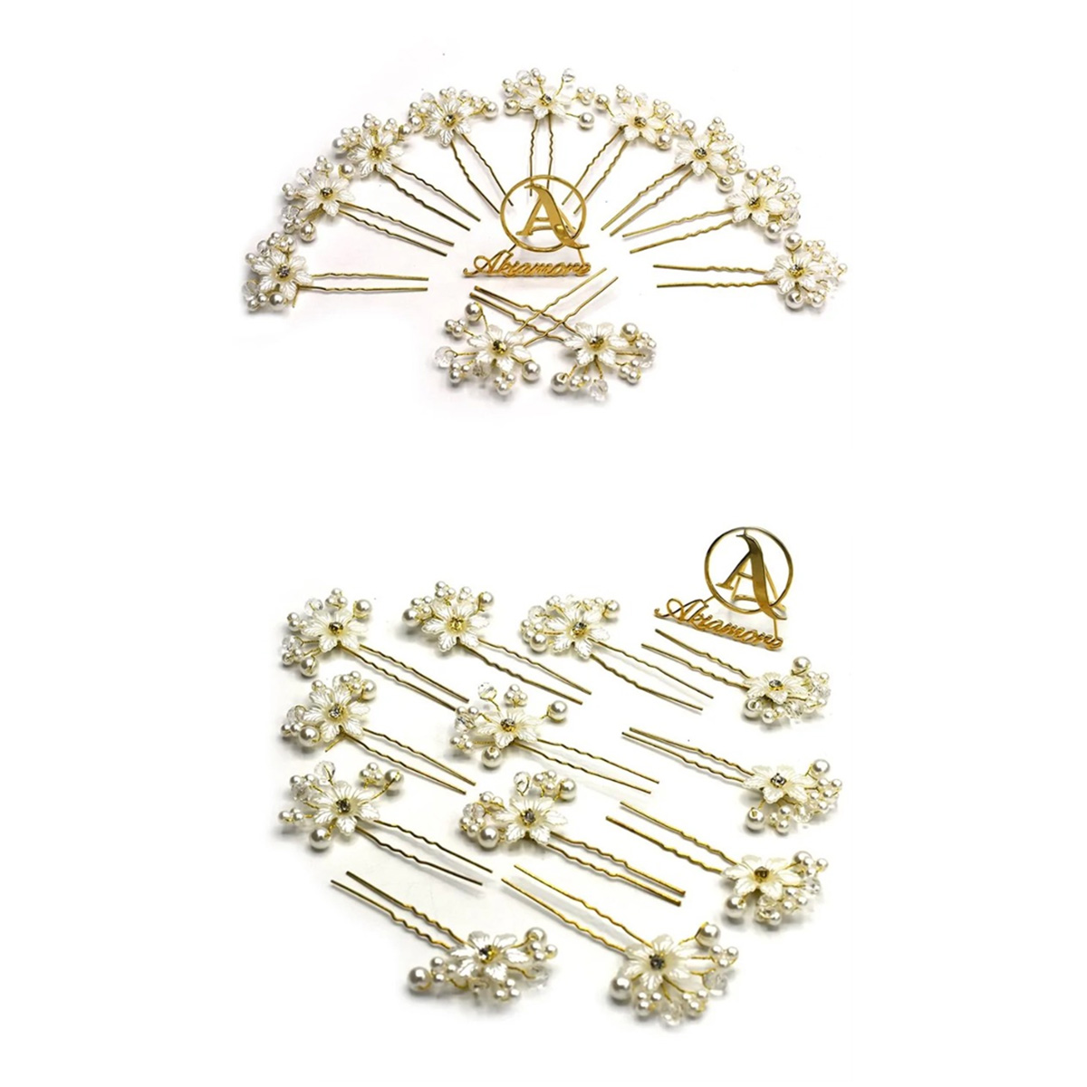 Pearls Beads Flower Hair Clips, 6-Pack, Bridal Wedding Hairpins, Elegant Hair Accessories