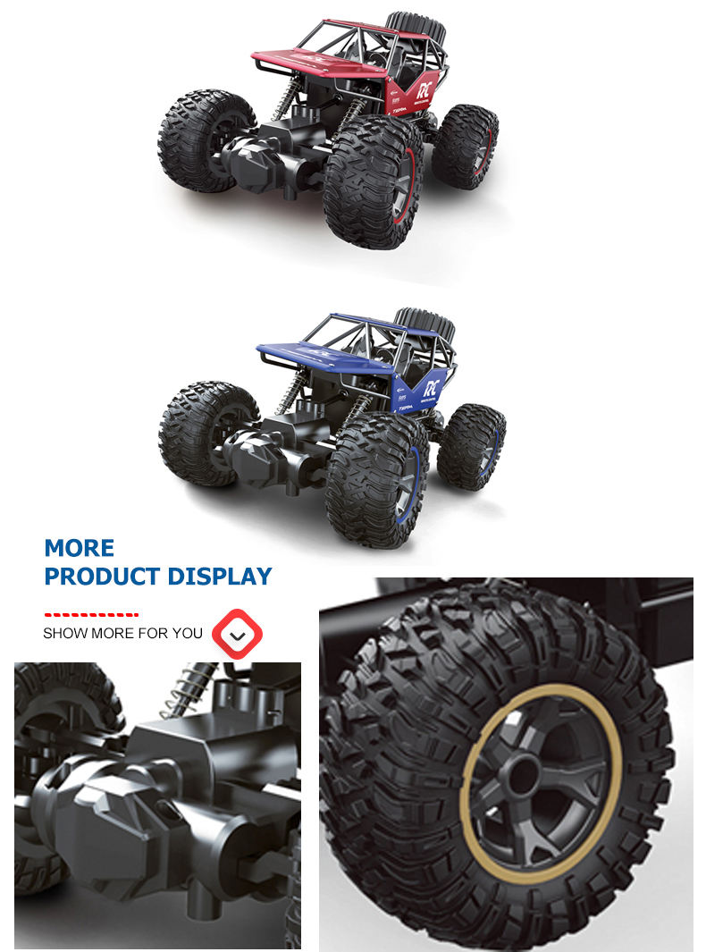Rock Crawler Electric RC Vehicles Alloyed Remote Control Toy Car Rechargeable batteries for Kids & Boys