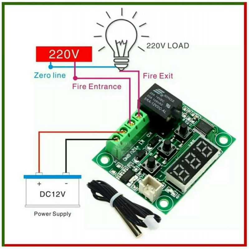 W1209 Temperature Controller DC 12V LED Display Red Digital Thermostat Module with Waterproof NTC Probe egg icubator