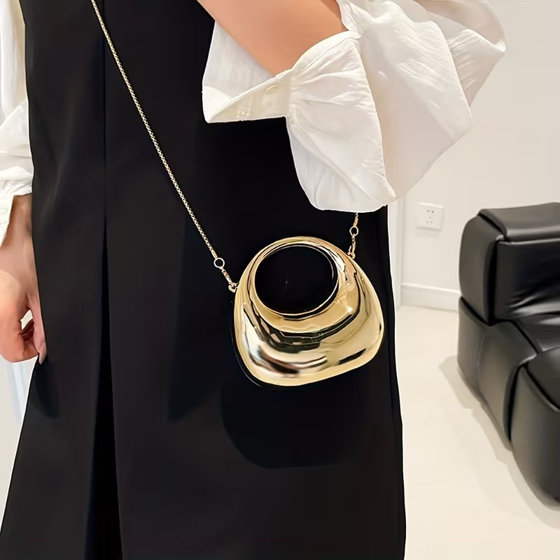mini acrylic clutch half moon dsign shoulder bag for girlsMini Crescent Dinner Bag, Textured Acrylic Shoulder Chain Crossbody Purse, Clutch Alternative, Evening Bag, Creative Design, Stylish Crossbody, Lightweight Purse, Detachable Strap, Chain Strap Bag,