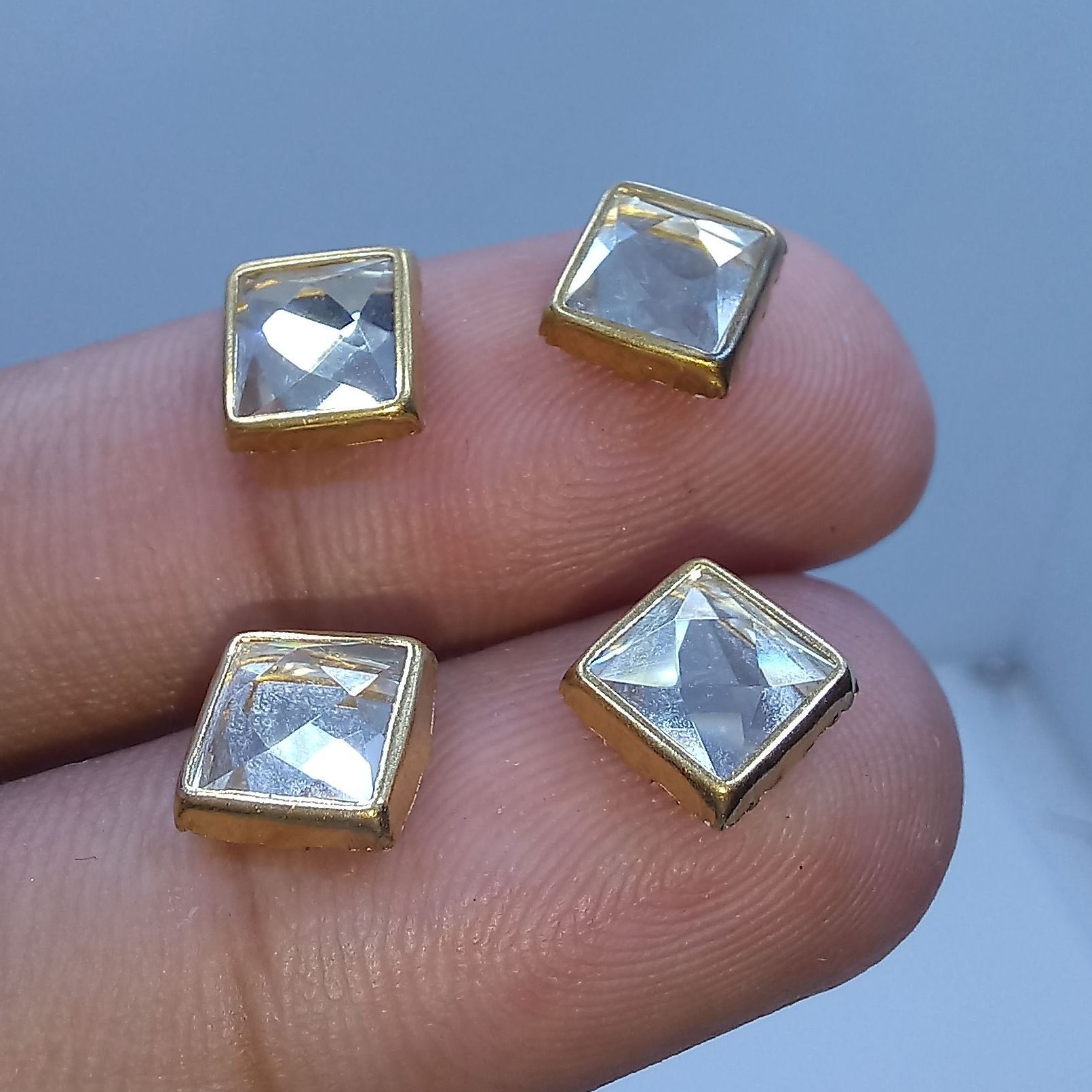 Metal Kundan Stone Square Beads – 50pcs DIY Jewelry & Craft Findings