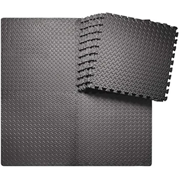 4 Pieces - High Quality Gym Floor Mat - Black 4 scare ft ( 2 x 2 Size )