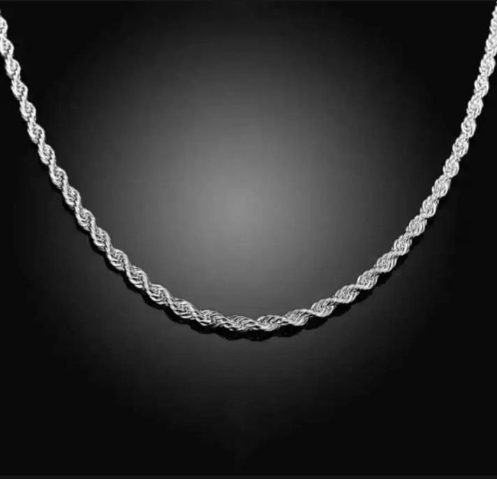 solid rope Italian stainless steel chain for boy/men silver color
