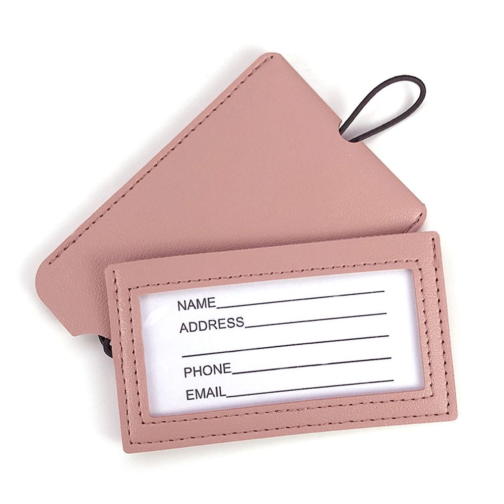 Luggage Tag Ropes PU Leather Suitcase Baggage Reusable Name Id Card Bag Tag Travel ...