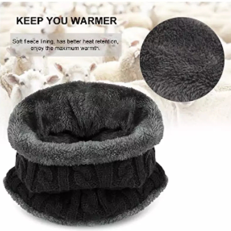 Winter Neck Warmer Scarf Set Warm Knit Thick Fleece for Men & Women Winter Neck Scarves| Winter UNISEX Hot Knitted Cap Neck Warmer