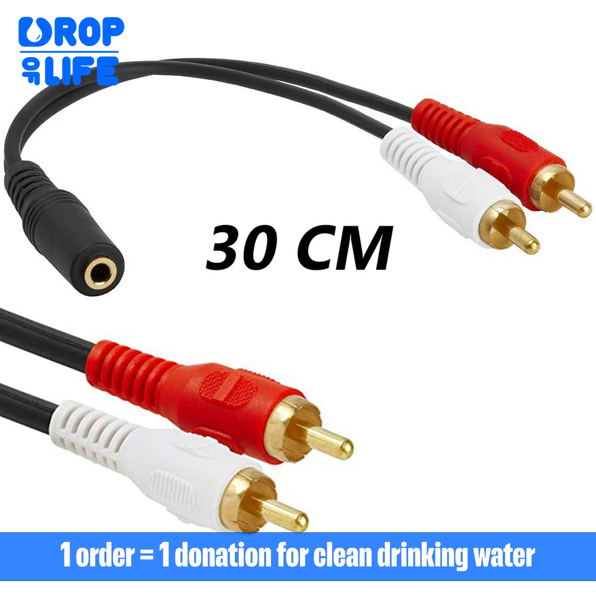 Male RCA Adapter Audio Stereo Cable 