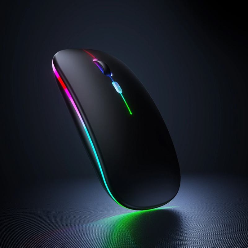 HP W10 Wireless Rechargeable Slim Mouse, Ergonomic Design with Colorful Lights, Portable Mouse for PC & Laptop