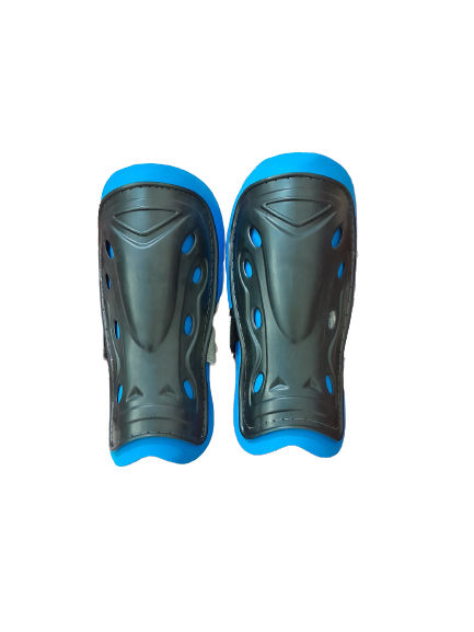 Football or Soccer Shin Guards for Adults, Youth & Kids Protective Soccer Equipment ( Orange & Blue, Yellow Pad) 1 Pair