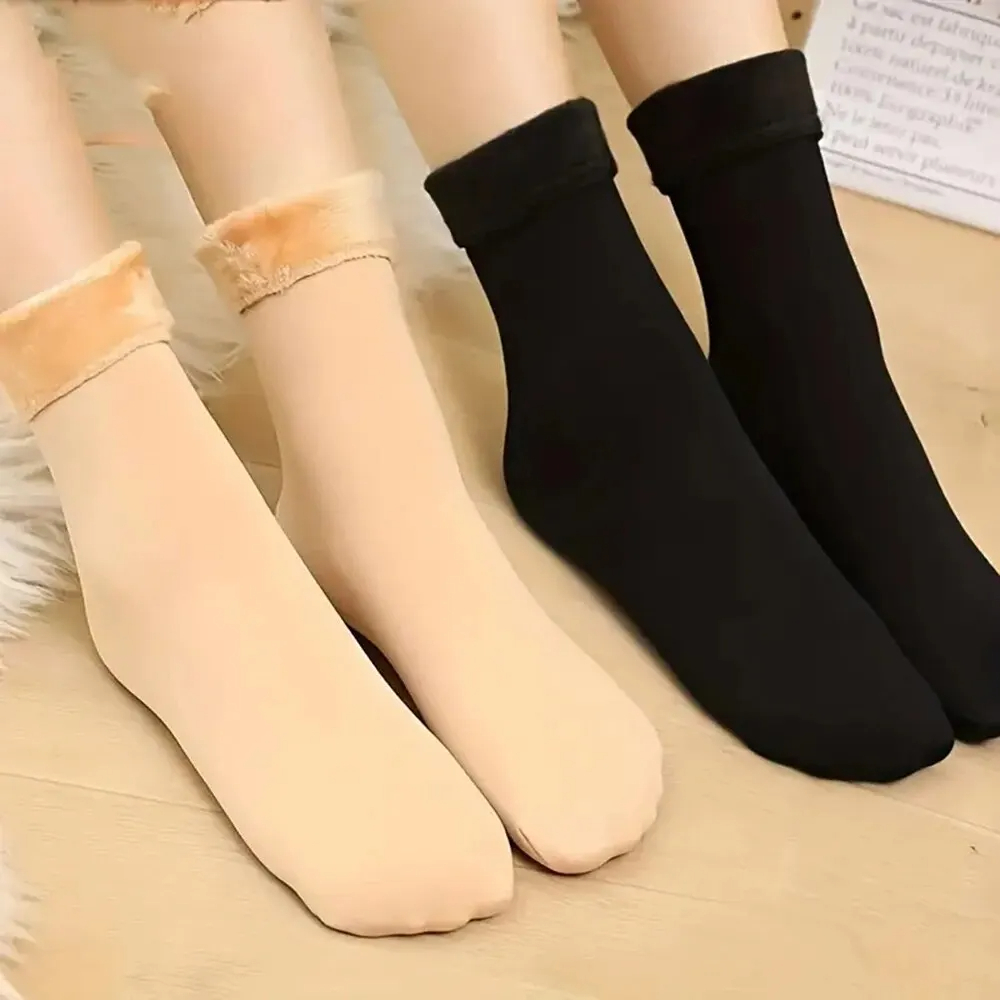1 Pairs Women's Winter Thick Insulation Short Cashmere Socks Nylon Snow Velvet Boot Solid Color High-quality Women's Floor Socks winter
