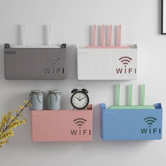 WiFi Router Holder for Wall – Wall Mounted Router Stand, WiFi Storage Box, Modem Shelf Organizer with Cable Management – Durable ABS WiFi Holder for Home, Office & Smart Devices