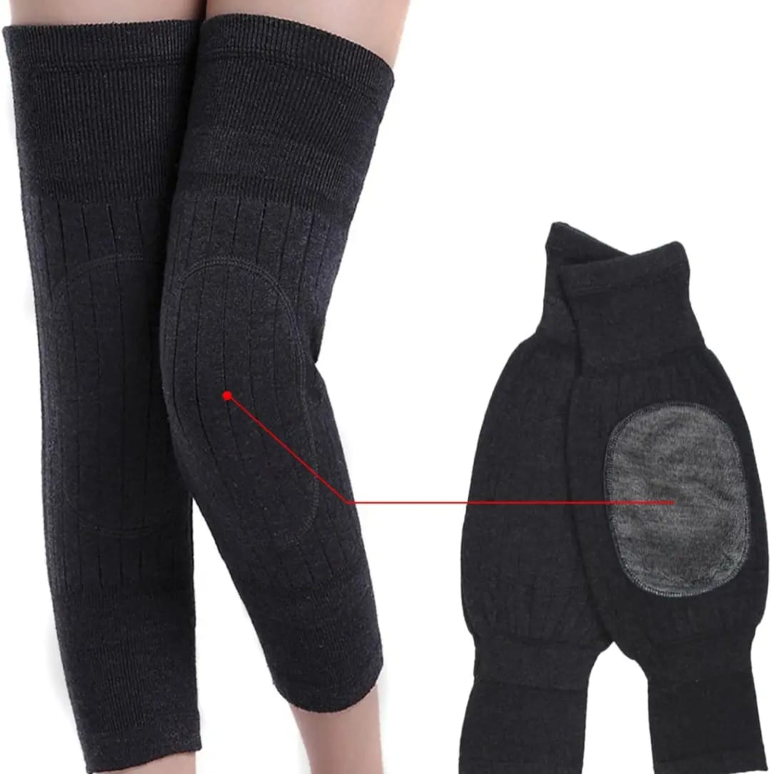 Unisex Woolen Blend Thermal Knee Warmers Fashion Women Solid Color High Knitted Breathable Elastic Knees Sleeves Winter Wool Elastic Knee Brace Pads Leg Warmers Winter Warm Breathable Warmers Knee Pads for men