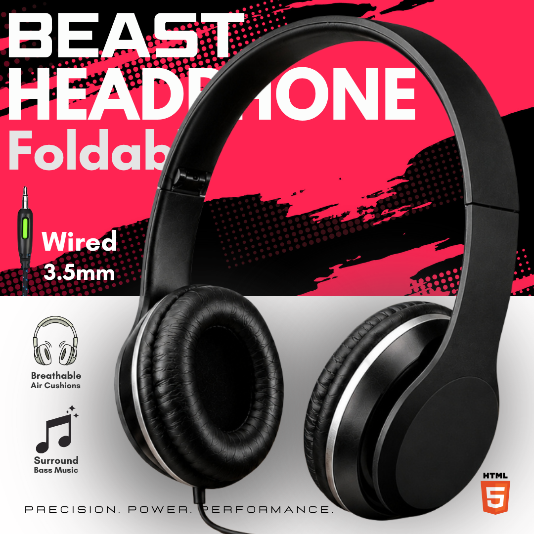 Premium Wired Over Ear Headphones No Mic | Pure Studio Audio Sound Headset | Universal 3.5mm Jack Foldable Lightweight Deep Bass Music Headphones for PC Laptop Mobile Tablets Streaming Travel High Fidelity Gear – Abid Store