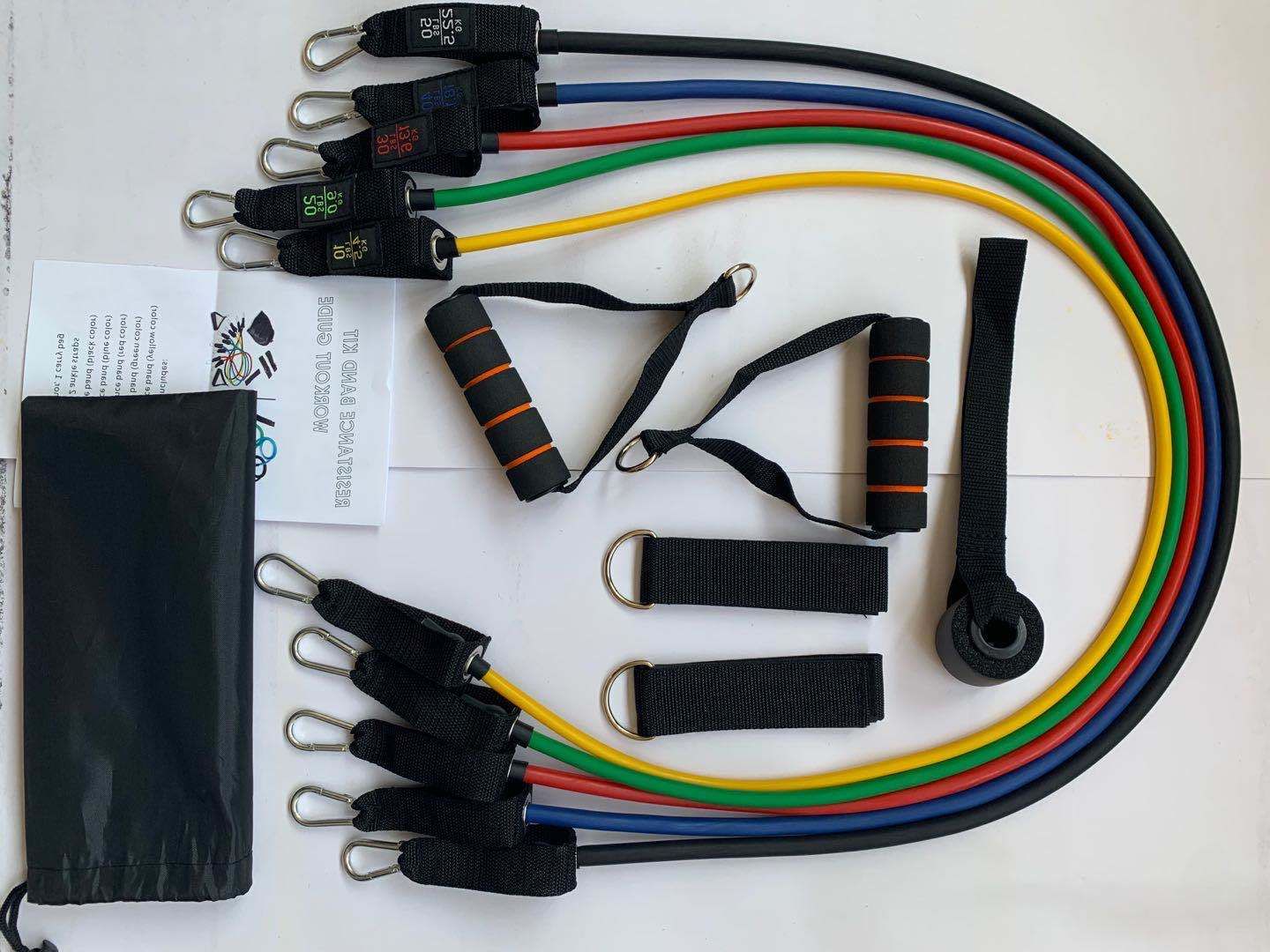 Resistance Bands Set 11 Pack Workout Bands,Include 5 Exercise Bands up to 100lb,2 Handles,2 Straps,1 Door Anchor,1 Carry Bag,for Resistance Training,Physical Therapy,Home Workouts Power Exercise Resistance Band